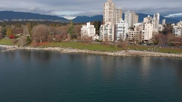 Various Drone Shots English Bay Downtown Vancouver Polar Bear 2019 — Stok video