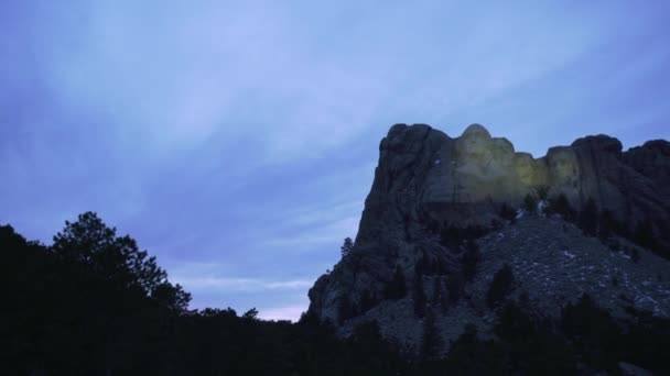 Mount Rushmore National Memorial Illuminated Night — Stock Video