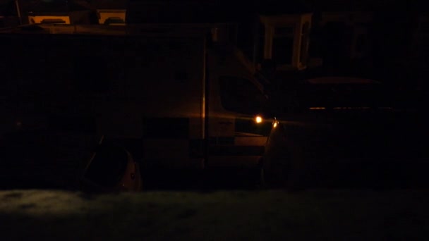 Ambient Bedroom Window Night Shot Ambulance Siren Parked Typical British — Video