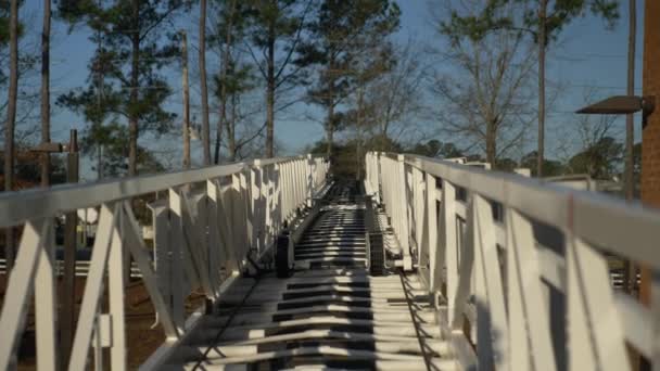 Point View Firetruck Ladder Used Firefighters Respond Emergencies — Video Stock