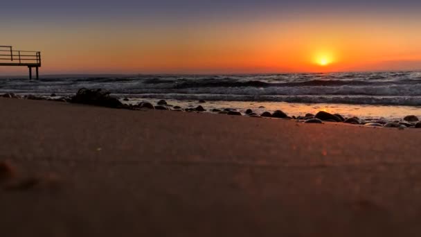 Red Beach Sunrise Low Angle — 图库视频影像