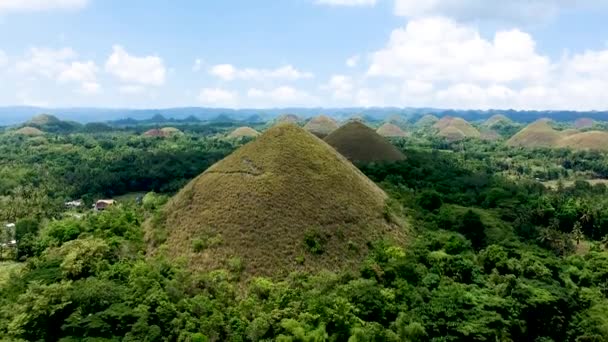 Parallax Aerial Shot Chocolate Hills Chocolate Hills Viewing Complex Bohol — Vídeo de stock