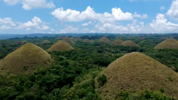Wide Aerial Chocolate Hills Chocolate Hills Viewing Complex Bohol Philippines — Stock video