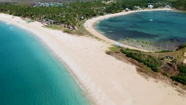 Cinematic Aerial Reveal Double Beach Nacpan Beach Nido Palawan Philippines — Wideo stockowe