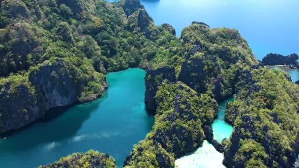 Aerial Shot Beautiful Big Lagoon Small Lagoon Nido Palawan Philippines — Vídeo de stock