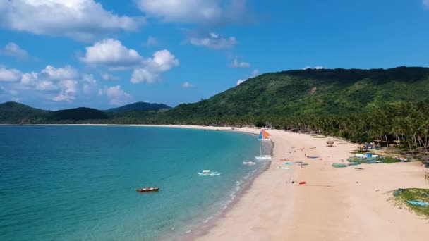 Low Flying Aerial Nacpan Beach Nido Palawan Philippines — Stockvideo