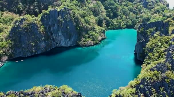 Aerial Establishing Big Lagoon Small Lagoon Nido Palawan Philippines — Video Stock