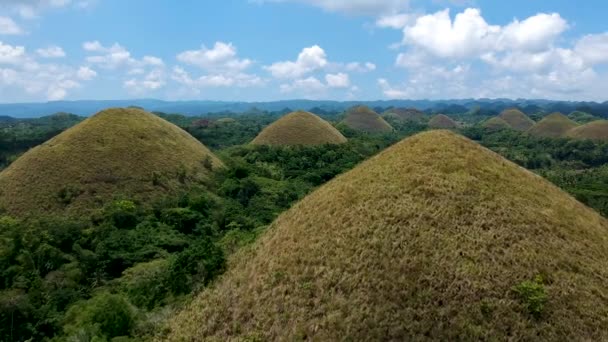 Low Flying Aerial Chocolate Hills Bohol Philippines — Stockvideo