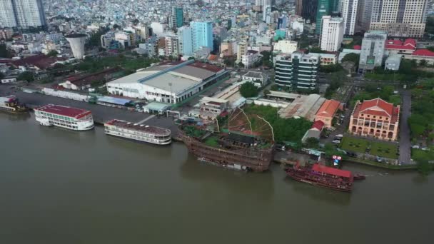 Aerial View Port Area Chi Minh City Waterfront Area River — Stockvideo