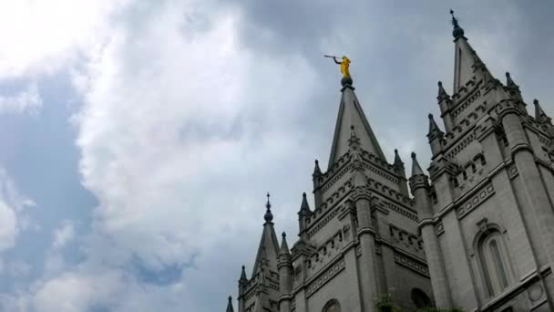 Best Time Lapse Salt Lake Temple Beautiful Summer Day Clouds — Stock Video