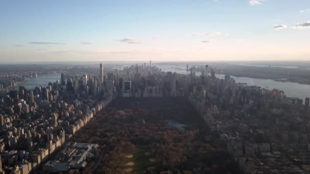 Nice Sunset Day Drone Central Park New York City Biggest — 비디오