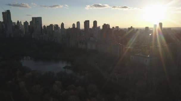 Nice Sunset Day Drone Central Park New York City Biggest — Stock Video