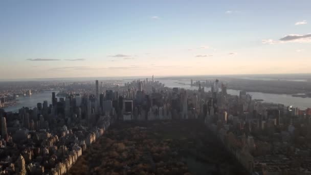 Nice Sunset Day Drone Central Park New York City Biggest — Stok video