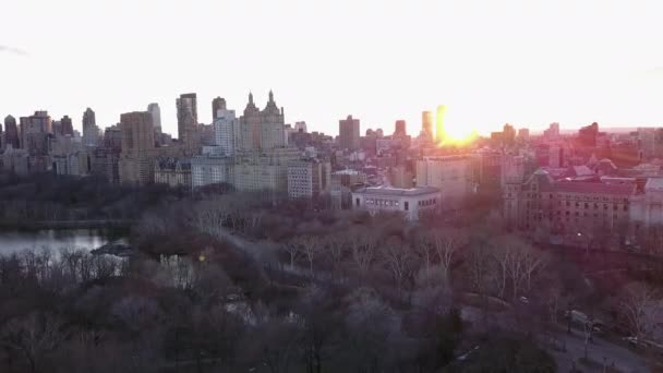 Nice Sunset Day Drone Central Park New York City Biggest — Wideo stockowe