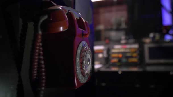 Vintage Red Phone Backstage — 图库视频影像