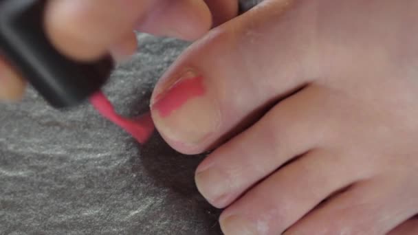 Painting Toenails Red Nail Polish — Stok video