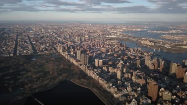 Nice Sunset Day Drone Central Park New York City Biggest — Αρχείο Βίντεο