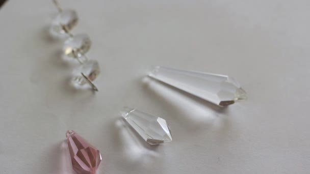 Balls Glass Crystal Refracting Light White Background Close — Vídeos de Stock