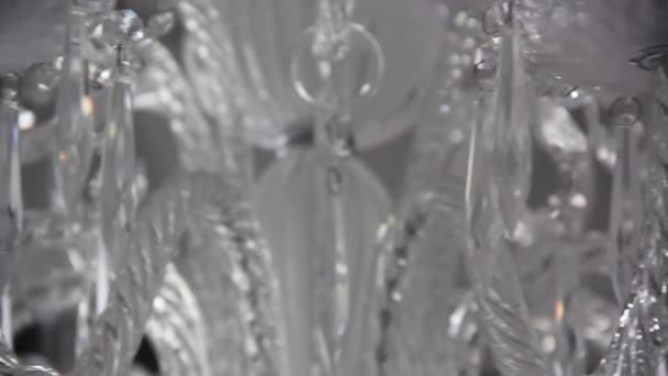 Expensive Crystal Chandelier Beads White Contrast Macro Shot — Stockvideo