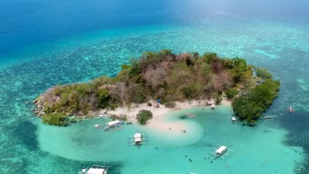 Aerial Wide Shot Cyc Beach Cyc Island Coron Town Philippines — ストック動画