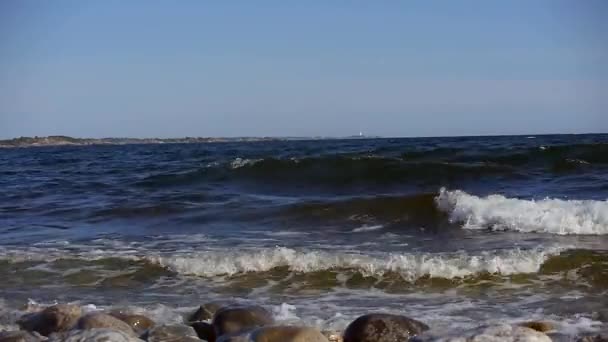 Waves Crashing Sweden Most Famous Shoreline Windsurfing Stockholms South Archipelago — ストック動画