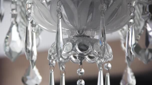 Close Expensive Crystal Chandelier — Stockvideo