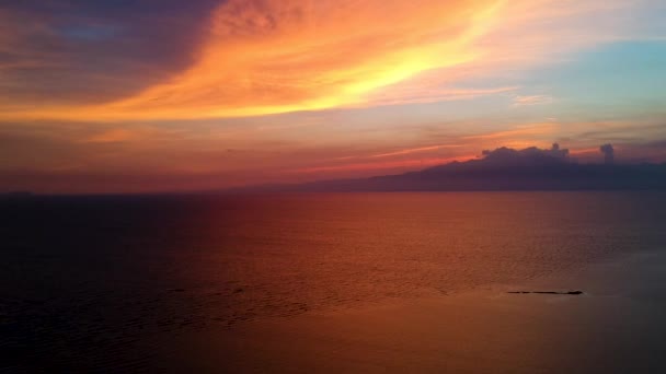 Aerial Epic Sunset Paliton Beach Siquijor Cebu Philippines — 비디오