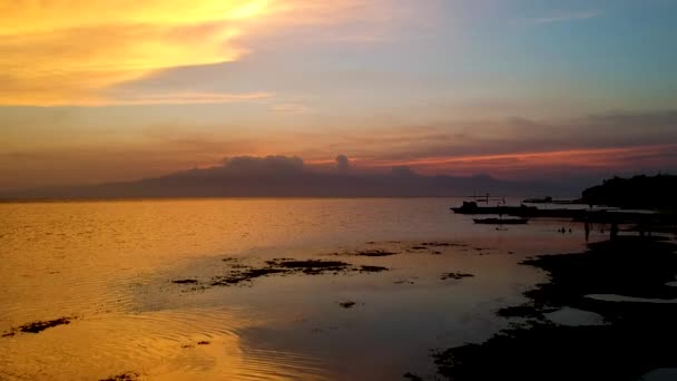 Aerial Epic Sunset Sea Paliton Beach Siquijor Cebu Philippines — Αρχείο Βίντεο