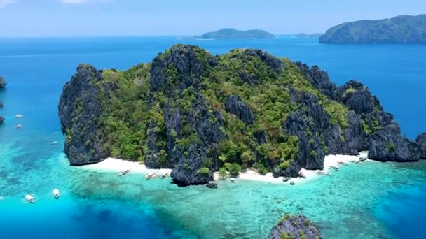 Aerial Reveal Shimizu Island Nido Palawan Philippines — Wideo stockowe