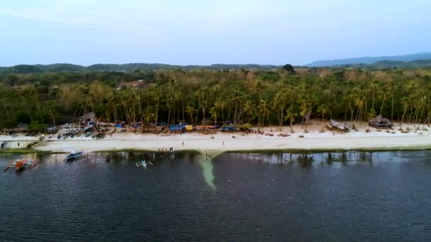 Aerial Pan Paliton Beach Sunset Siquijor Visayas Philippines — Vídeo de stock