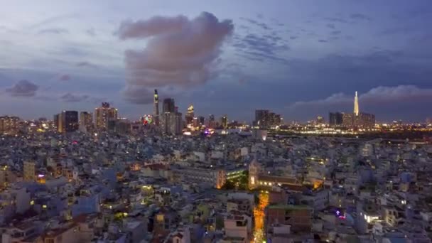 Hyperlapse Nightfall Business Surrounding Districts Chi Minh City Saigon Vietnam — Αρχείο Βίντεο