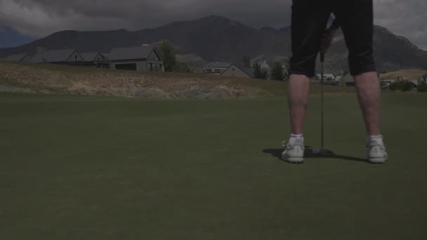 Hitting Golf Ball Close Slow Motion — Wideo stockowe