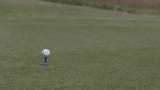 Hitting Golf Ball Close Slow Motion — Stock Video