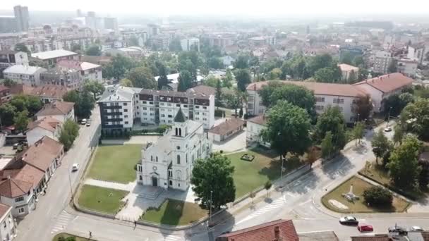 Aerial View Catholic Church Background — Video