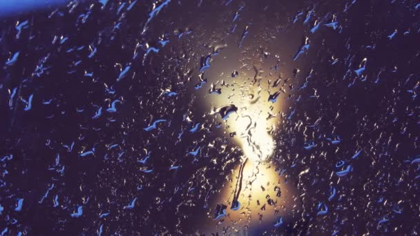 Summer Rain Glass Drops Water Glass Wet Window Glass Rain — Video