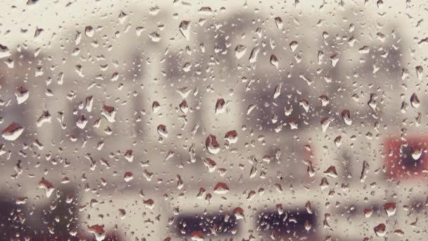 Summer Rain Glass Drops Water Glass Wet Window Glass Rain — Vídeo de Stock