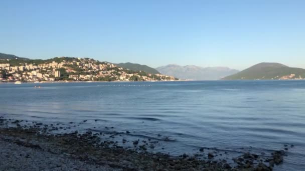 View Beach Costal Town Herceg Novi Montenegro — Vídeos de Stock