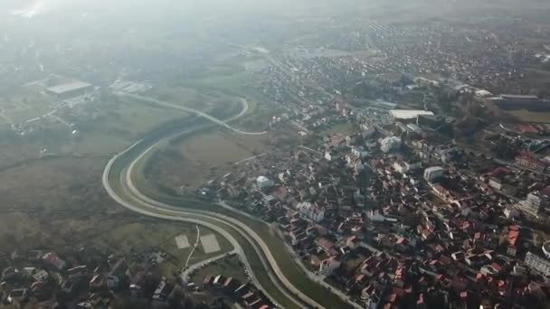 Aerial View Small European Town — 图库视频影像