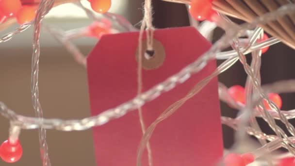 Christmas Decorations Red Gift Label — Vídeo de Stock