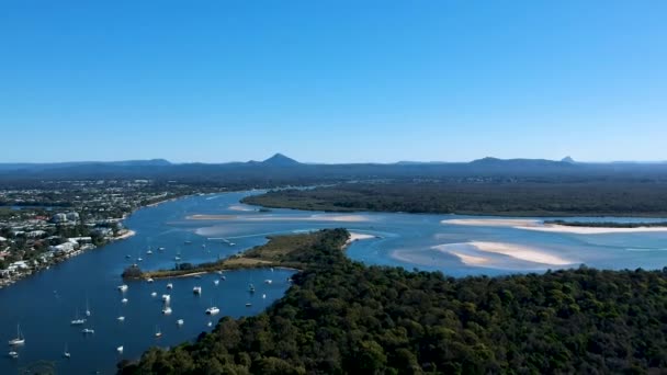 Beautiful Wide Aerial Landscape Noosa Beach Noosa Heads Queensland Australia — Video