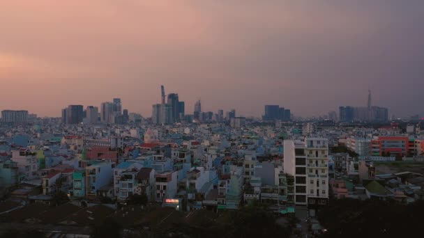 Evening Drone Shot Moving Right Left Showing Residential Area City — Video Stock