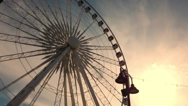 Cinematic Sunset Shot Ferris Wheel — Stockvideo
