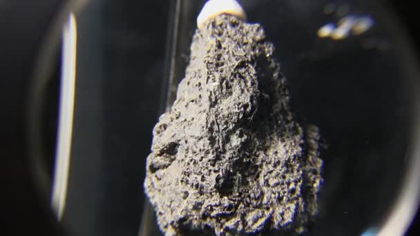 Real Moon Rock Displayed Magnifier Its Details — ストック動画
