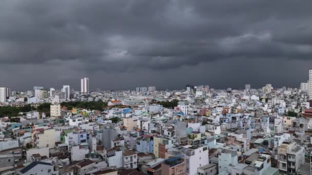 Time Lapse Storm Clouds Terrace Houses Rooftops Narrow Alleyways Binh — Wideo stockowe