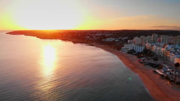 Great Aerial Shot Zoom Out Sun Armao Pra Sunset City — Stok video