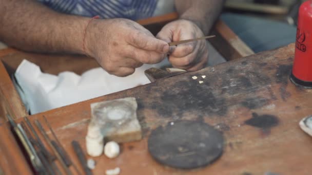 Polishing Jewelry Hand Jewelry Workshop — Stock video