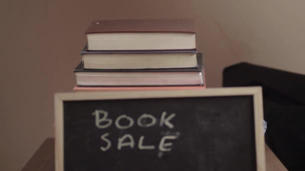 Looking Pile Books Book Sale — Stock video