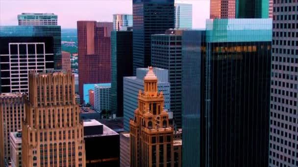 Downtown Houston Cinematic Drone Footage — Vídeo de Stock