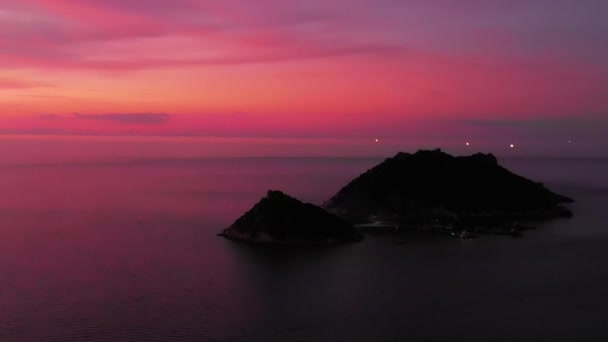 Aerial Shot Koh Nang Yuan Sunset Thailand — Stockvideo