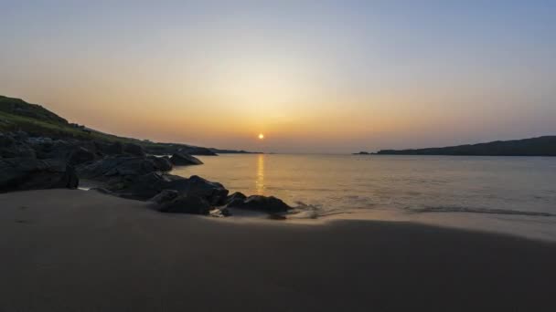 Time Lapse Rocky Sand Beach Sunset Tide County Donegal Ireland — Video Stock